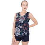 Flower Pattern Bubble Hem Chiffon Tank Top