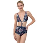 Flower Pattern Tied Up Two Piece Swimsuit