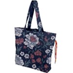 Flower Pattern Drawstring Tote Bag