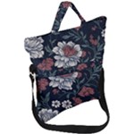 Flower Pattern Fold Over Handle Tote Bag