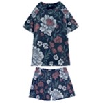 Flower Pattern Kids  Swim T-Shirt and Shorts Set