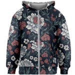 Flower Pattern Kids  Zipper Hoodie Without Drawstring