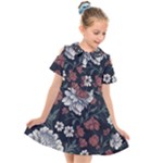 Flower Pattern Kids  Short Sleeve Shirt Dress