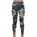 Flower Pattern Lightweight Velour Classic Yoga Leggings
