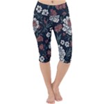 Flower Pattern Lightweight Velour Cropped Yoga Leggings