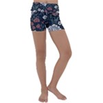 Flower Pattern Kids  Lightweight Velour Yoga Shorts