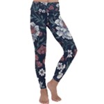 Flower Pattern Kids  Lightweight Velour Classic Yoga Leggings