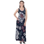 Flower Pattern Sleeveless Velour Maxi Dress