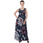 Flower Pattern Empire Waist Velour Maxi Dress