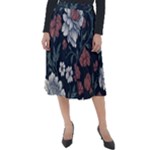 Flower Pattern Classic Velour Midi Skirt 