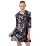 Flower Pattern Mini Skater Shirt Dress