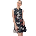 Flower Pattern Sleeveless Shirt Dress