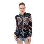Flower Pattern Long Sleeve Chiffon Shirt