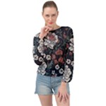 Flower Pattern Banded Bottom Chiffon Top