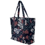 Flower Pattern Zip Up Canvas Bag