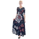 Flower Pattern Half Sleeves Maxi Dress