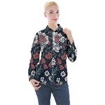 Flower Pattern Women s Long Sleeve Pocket Shirt
