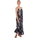 Flower Pattern Cami Maxi Ruffle Chiffon Dress