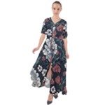 Flower Pattern Waist Tie Boho Maxi Dress