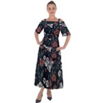 Flower Pattern Shoulder Straps Boho Maxi Dress 