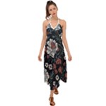 Flower Pattern Halter Tie Back Dress 