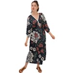 Flower Pattern Grecian Style  Maxi Dress