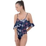 Flower Pattern Drape Piece Swimsuit