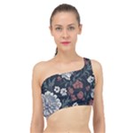 Flower Pattern Spliced Up Bikini Top 