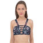 Flower Pattern Cage Up Bikini Top