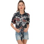 Flower Pattern Tie Front Shirt 