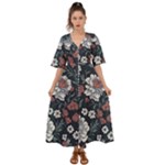 Flower Pattern Kimono Sleeve Boho Dress
