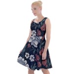 Flower Pattern Knee Length Skater Dress