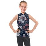 Flower Pattern Kids  Sleeveless Polo T-Shirt