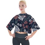 Flower Pattern Mock Neck T-Shirt