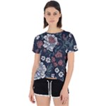 Flower Pattern Open Back Sport T-Shirt