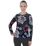 Flower Pattern Women s Pique Long Sleeve T-Shirt