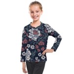 Flower Pattern Kids  Long Mesh T-Shirt