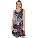 Flower Pattern Knee Length Skater Dress With Pockets