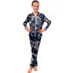 Flower Pattern Kids  Satin Long Sleeve Pajamas Set