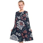 Flower Pattern Kids  Midi Sailor Dress