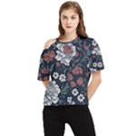 Flower Pattern One Shoulder Cut Out T-Shirt