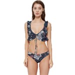 Flower Pattern Low Cut Ruffle Edge Bikini Set