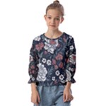 Flower Pattern Kids  Cuff Sleeve Top