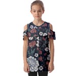 Flower Pattern Fold Over Open Sleeve Top
