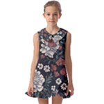 Flower Pattern Kids  Pilgrim Collar Ruffle Hem Dress