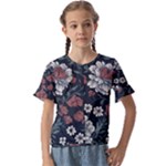 Flower Pattern Kids  Cuff Sleeve Scrunch Bottom T-Shirt