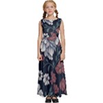 Flower Pattern Kids  Satin Sleeveless Maxi Dress