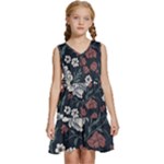 Flower Pattern Kids  Sleeveless Tiered Mini Dress