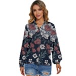 Flower Pattern Women s Long Sleeve Button Up Shirt