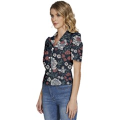 Puffed Short Sleeve Button Up Jacket 